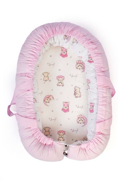 Φωλιά Ύπνου bebe Bears Nest 04 85x60x15 White-Pink 100% Cotton