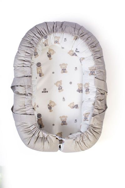 Φωλιά Ύπνου bebe Bears Nest 05 85x60x15 White-Grey 100% Cotton