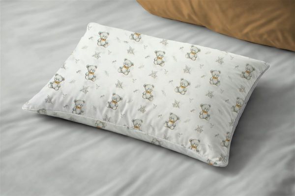 Μαξιλαροθήκη Εμπριμέ bebe Newborn Bear 717 35x45 White-Grey 100% Cotton