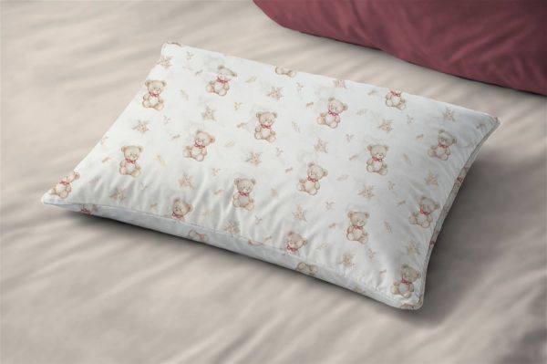 Μαξιλαροθήκη Εμπριμέ kids Newborn Bear 716 50x70 White-Beige 100% Cotton