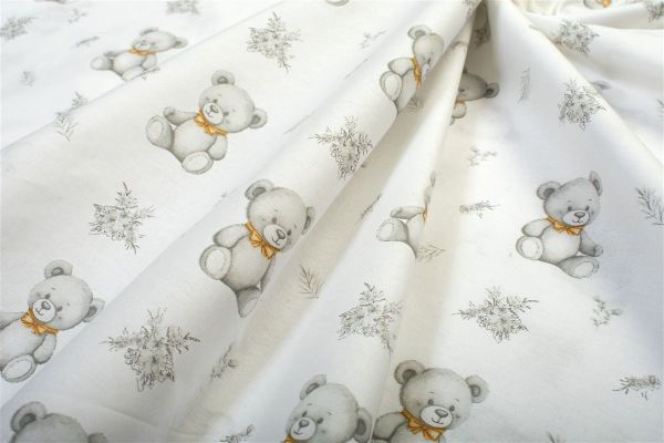 Πάνα Χασέ bebe Newborn Bear 717 80x80 White-Grey 100% Cotton