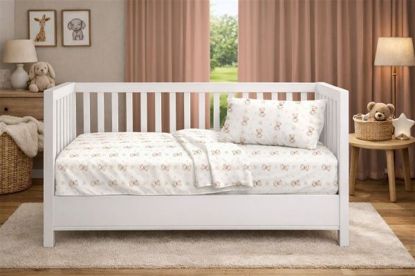 Πάπλωμα Εμπριμέ bebe Newborn Bear 716 120x160 White-Beige 100% Cotton