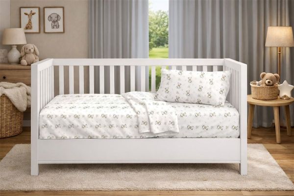 Πάπλωμα Εμπριμέ bebe Newborn Bear 717 120x160 White-Grey 100% Cotton