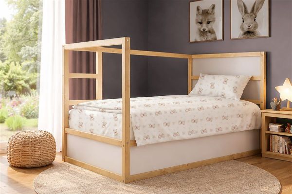 Σεντόνια Εμπριμέ Σετ 2 τεμ kids Newborn Bear 716 160x240 White-Beige 100% Cotton
