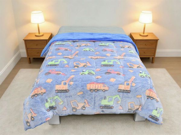Κουβερτοπάπλωμα φωσφορίζον Bulldozer 175x225 Blue 100% Polyester