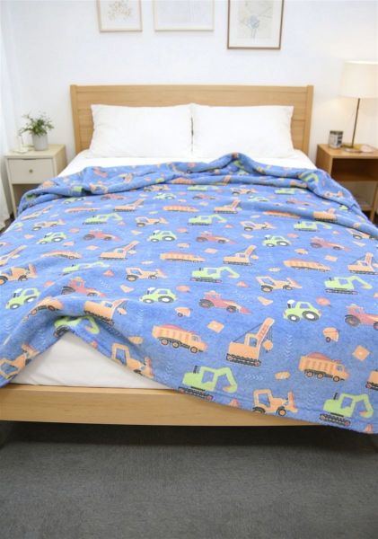 Κουβέρτα Fleece φωσφορίζουσα Bulldozer 175x225 Blue 100% Polyester