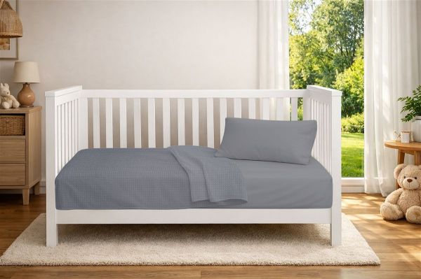 Κουβέρτα Πικέ bebe Μονόχρωμη 325 gr/m² 125x150 Grey 100% Cotton