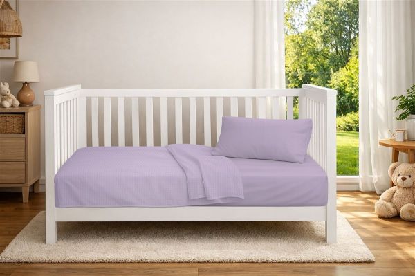 Κουβέρτα Πικέ bebe Μονόχρωμη 325 gr/m² 125x150 Pastel Lilac 100% Cotton