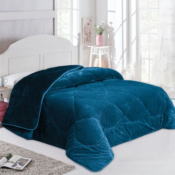 Κουβερτοπάπλωμα Jacquard Waves-Fleece 700 gr/m² 1960 Petrol 220x240 100% Polyester