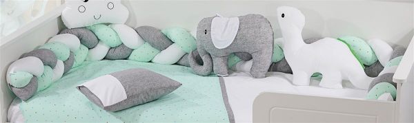 Πάντα Πλεξούδα bebe Τρίχρωμη 26 Μήκος 220 cm Grey-Mint 65/35 Cott/Pol