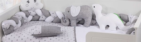 Πάντα Πλεξούδα bebe Τρίχρωμη 27 Μήκος 220 cm White-Grey 65/35 Cott/Pol