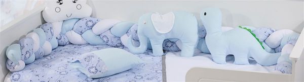 Πάντα Πλεξούδα bebe Τρίχρωμη 28 Μήκος 220 cm White-Sky Blue 65/35 Cott/Pol